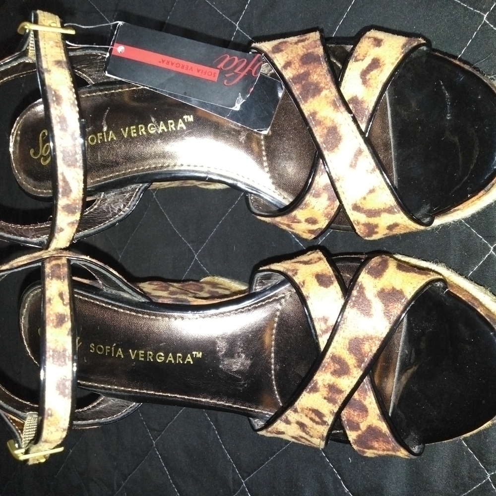 Sofia by Sofia Vergara Brown Sandals with Crisscross Straps